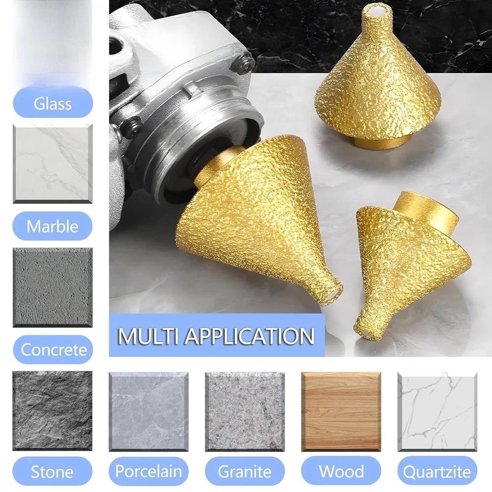 38mm Tapered Diamond Drill Bit Featuring Diamond Particles and 60 Degree Bevel for Glass Marble Concrete and Porcelain Use