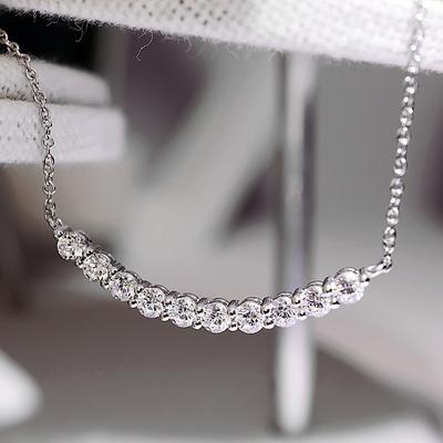 1Pc Fashionable, Simple and Fashionable Synthetic Zircon Smile Necklace with One-word Curved Collarbone Chain