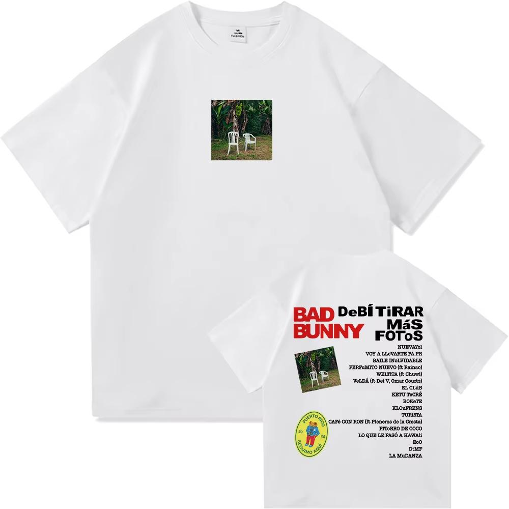 Bad Bunny Deb Tirar Ms Fotos World Tour 20252026 Tshirt Funny Vintage Frog T Shirt Unisex Women High Quality Cotton Tees Shirts