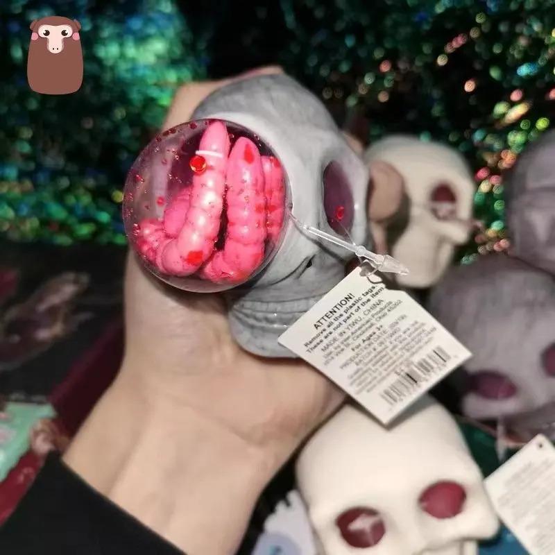 Toys Toys Funny Gothic Squeeze Skull Squishy Horror Skull Stress Relief Vent Kneading Decompression Toy Funny Halloween Gift Present