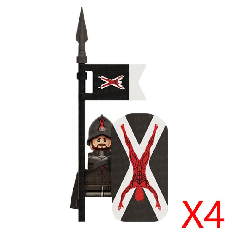 Military Building Blocks Solider Figures Gifts Toys Movie Science Fiction Series Medieval Knight Legion Weapons Shield Flag MOC