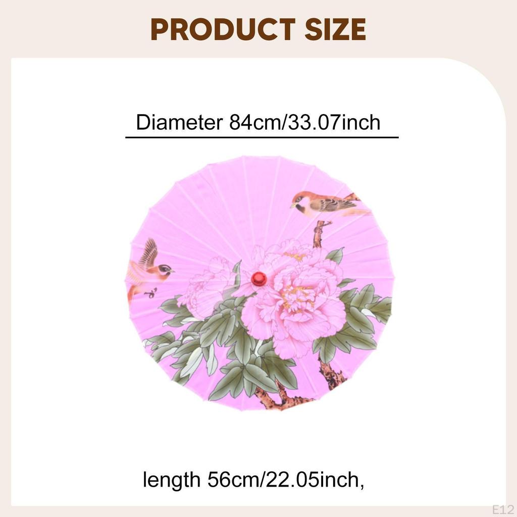 Chinese Oiled Paper Umbrella Classical Dance Silk Antique Oriental Parasol Decorative for