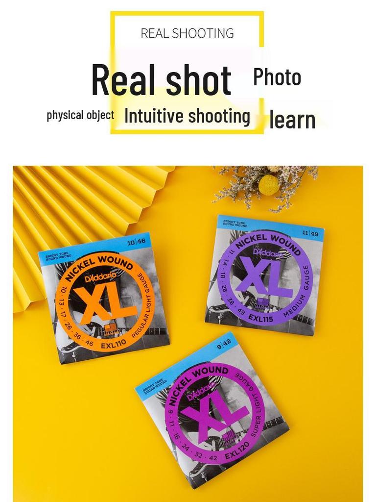 D'Addario Nickel-Plated Electric Guitar String Set (EXL110 & EXL120) - 6 Strings