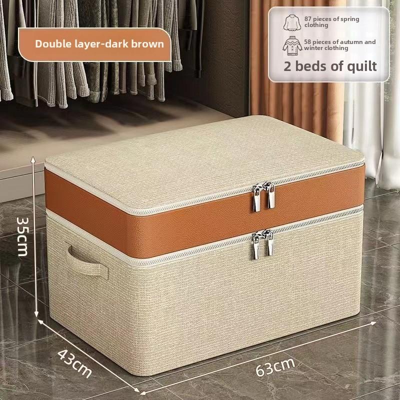 Large Waterproof Storage Bins for Clothes, Quilts, and Bedding Double Layer Fabric Storage Organizer with Lid Foldable Closet Storage for Bedroom