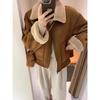 Fur One-piece Thickened Lamb Wool Jacket Women's Winter Design Sense American Retro Warm Short Lapel Motorcycle Suit