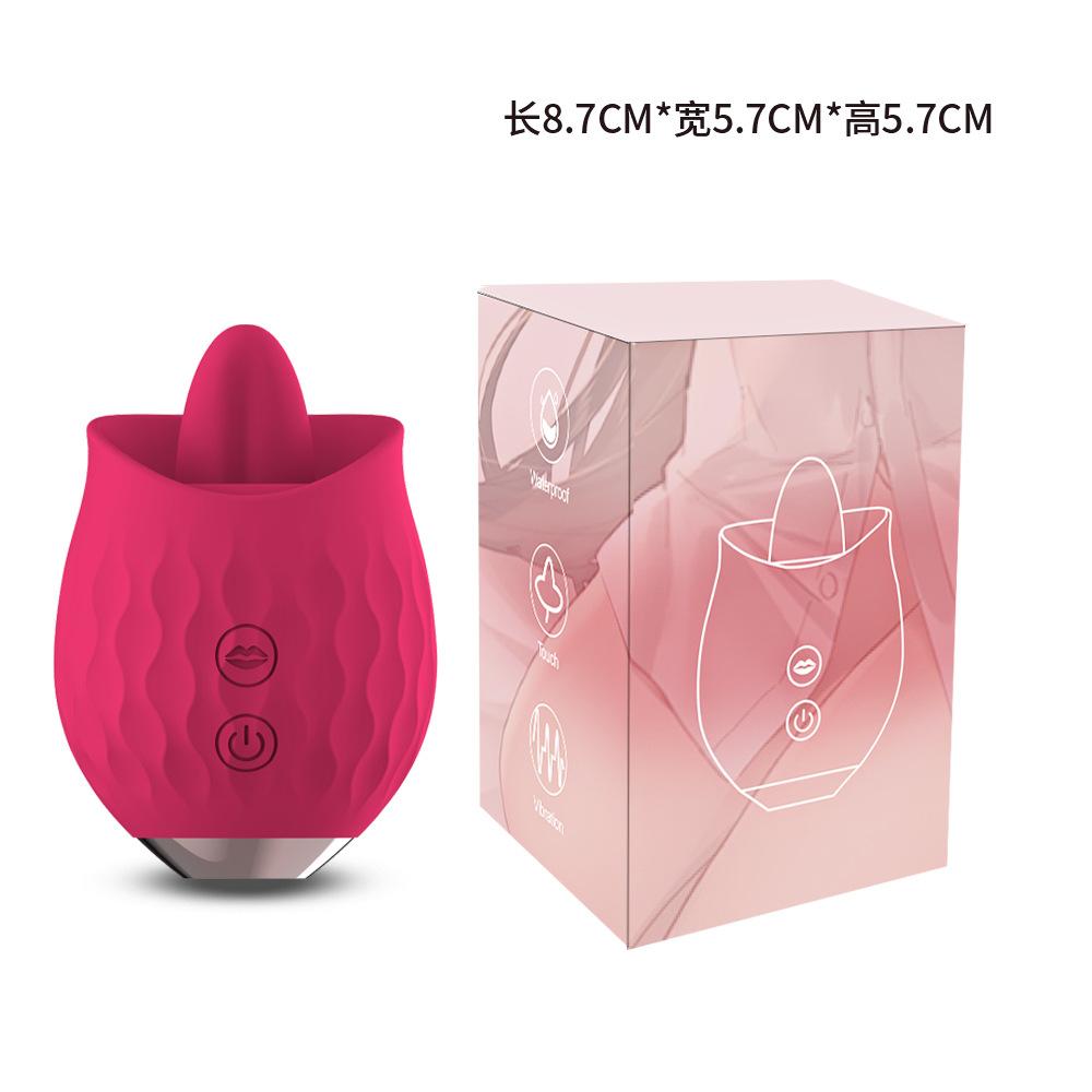 Adult Product Wholesales Rose Tongue Licking Vibrator and Dildo Masturbator Rose-style Sucking Vibrator New Vibrating Egg Bullet