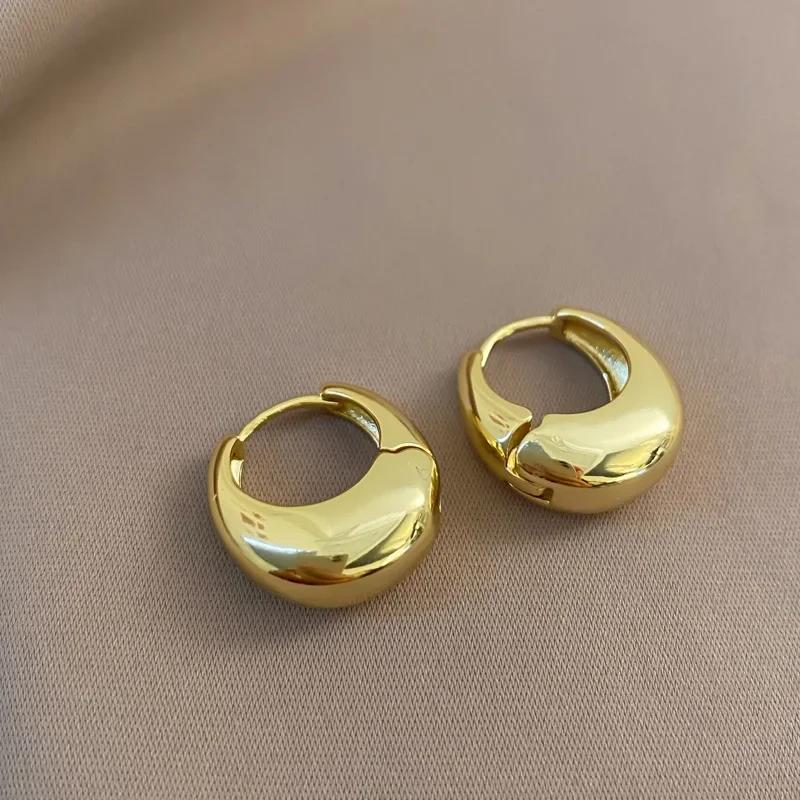 Fashion Metal Round Circle Hoop Earrings for Women Vintage Gold Plated Chunky Drop Earring Prevent Allergy Jewelry Party Gifts