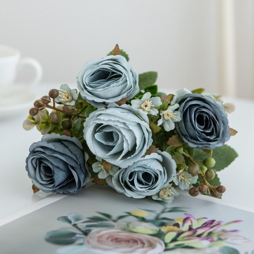 

Artificial Simulated Bouquet DIY Garden Bonsai New Silk Artificial Flower Rose Festival Decoration 5