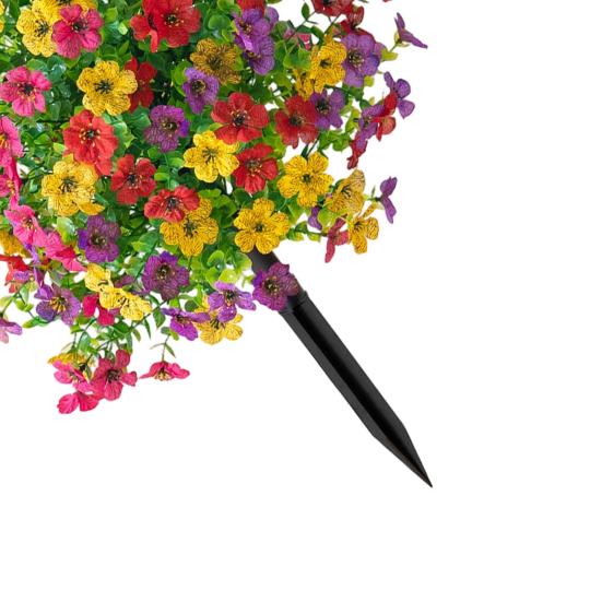 22" Artificial Violet Flower Topiary Ball Tree, UV Resistant Fake Bushes Shrubs with Ground Spike, Plastic Realistic Fake Plants for Porch, Garden,