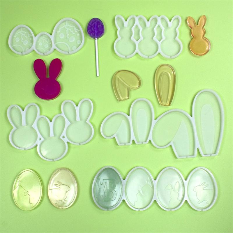 Easter Rabbit Lollipops Candy Mold DIY Cake Pastry Decor Baking Tool Chocolate Dessert Silicone Molds Non-stick