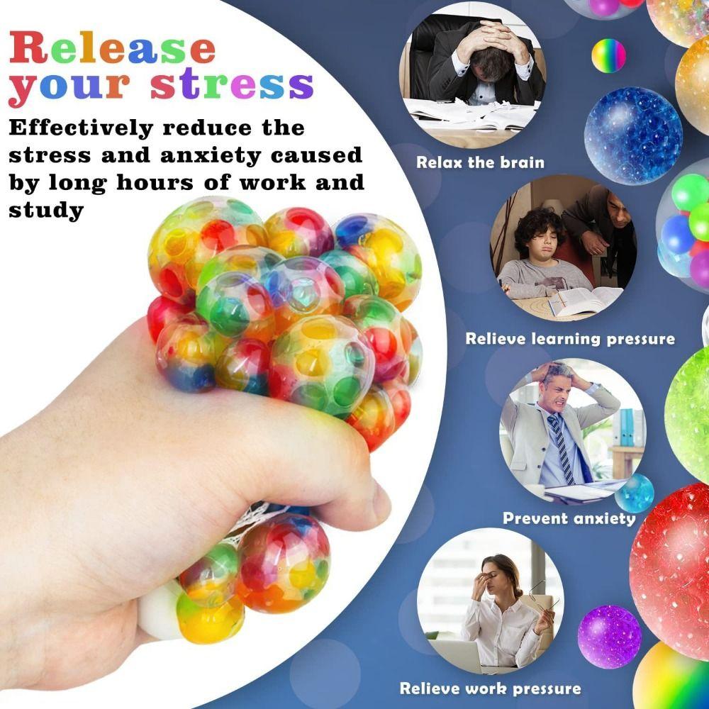 10pcs Transparent TPR Crystal Ball Solid Rainbow Ball Squeeze Toys  Children Birthday Gift