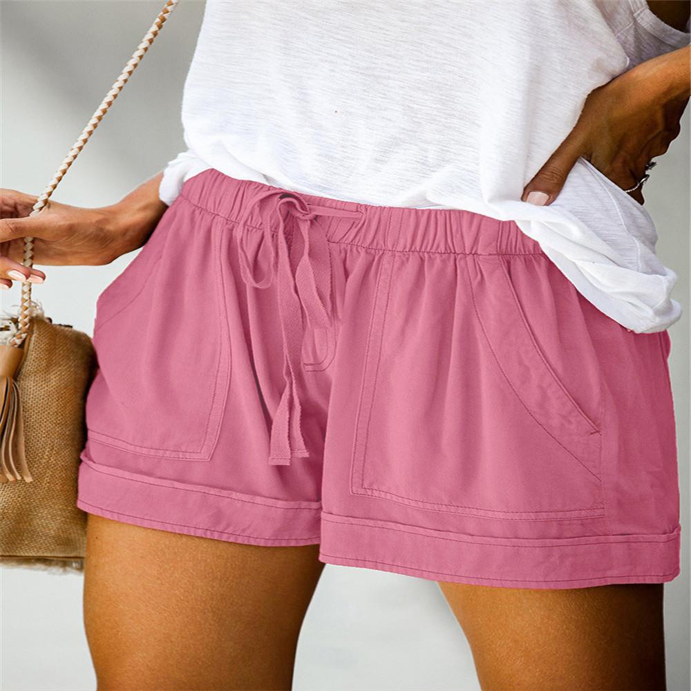 Damen Shorts Casual mit Taschen Kordelzug Elastischer Bund Strandurlaub Trendige Sommerkleidung