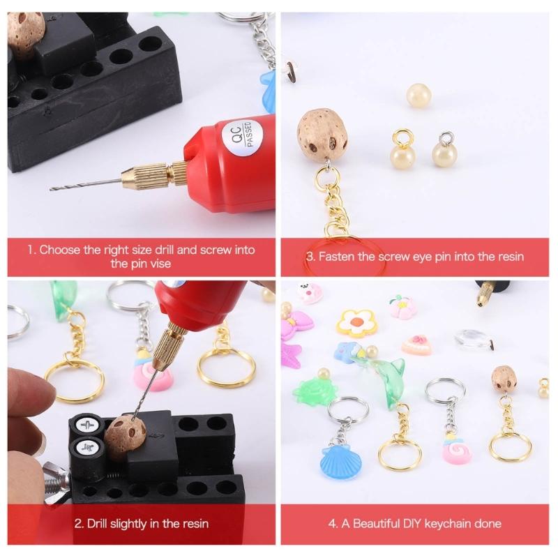 Electric Hand Drill Tools Set Pin Vise Kit DIY Jewelry Making Tools Drilling Tools for DIY Crafts and Jewelry Making