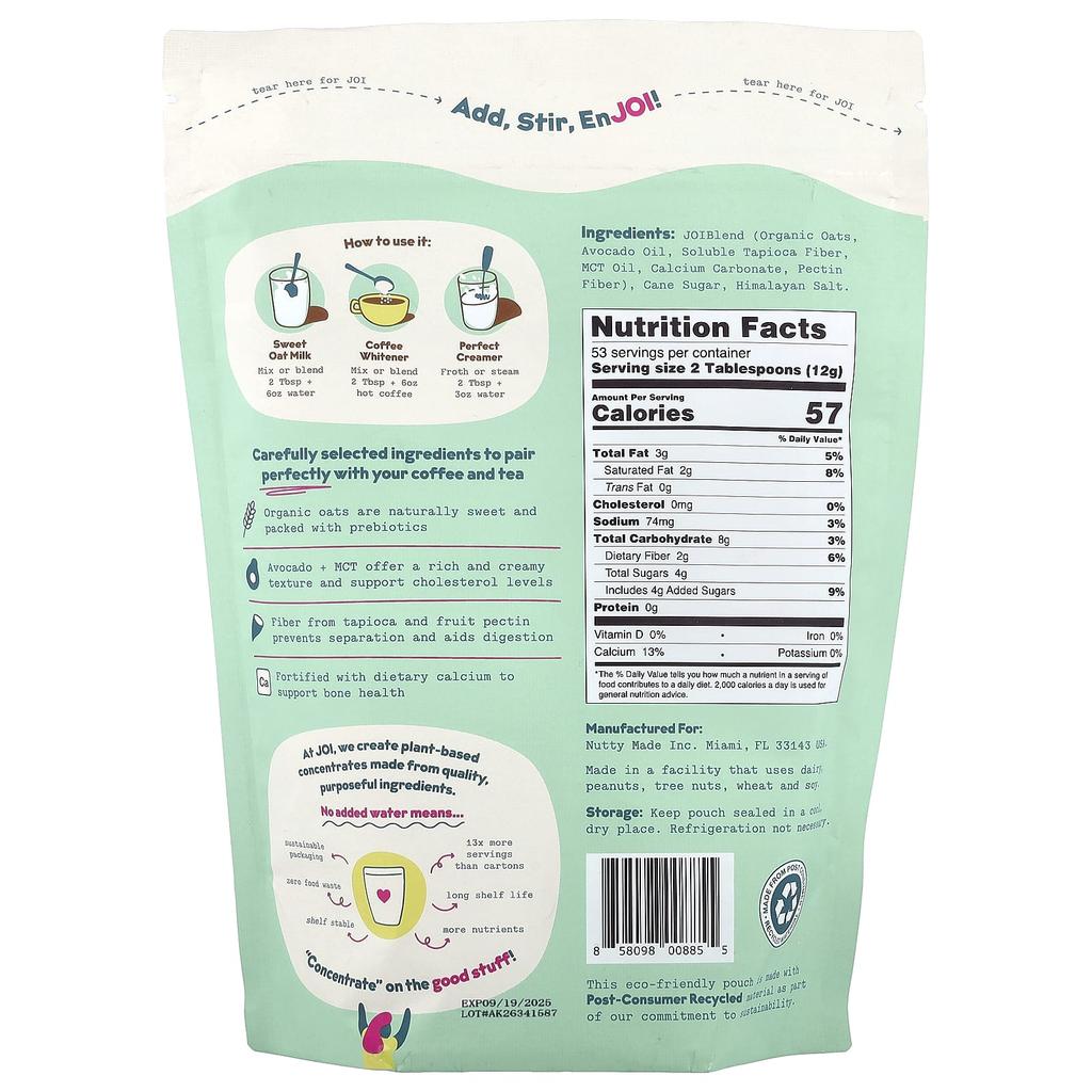 JOI Oat Milk Creamer, Original, 644g (1.42lb)