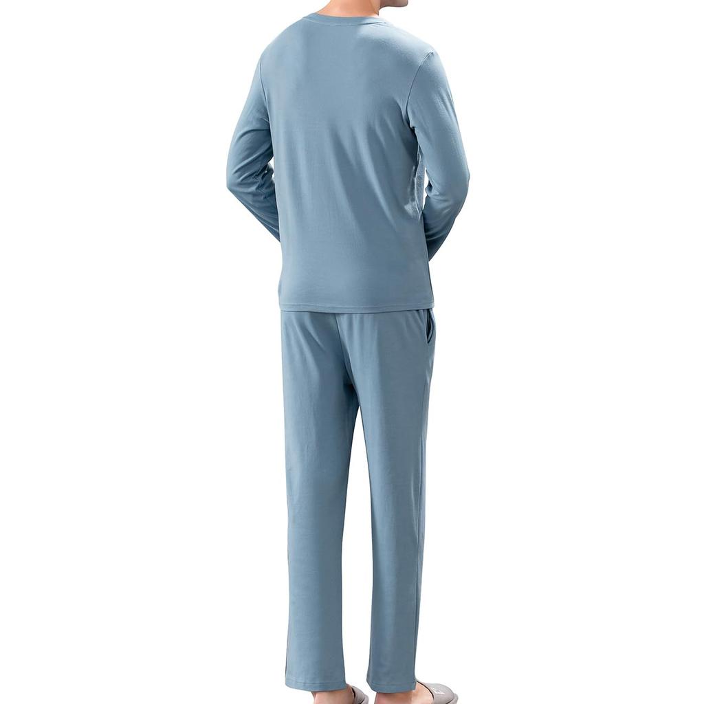 Up2Fantasy Long Solid Loose with Perfect for and A Great Men's Pajamas, Loungewear, Sleepwear, Sleeve, 100% Cotton, Color, Fit, V-Neck, Pockets,