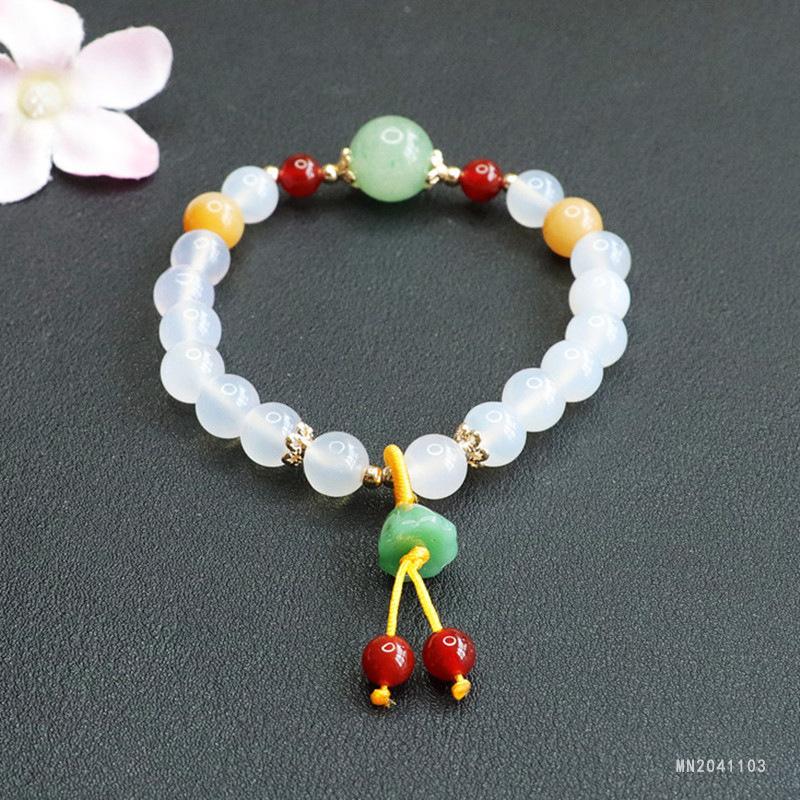 2026 White Chalcedony Bracelet Agate Lotus Seedpod Tassel Jewelry Factory Live Delivery S2041103