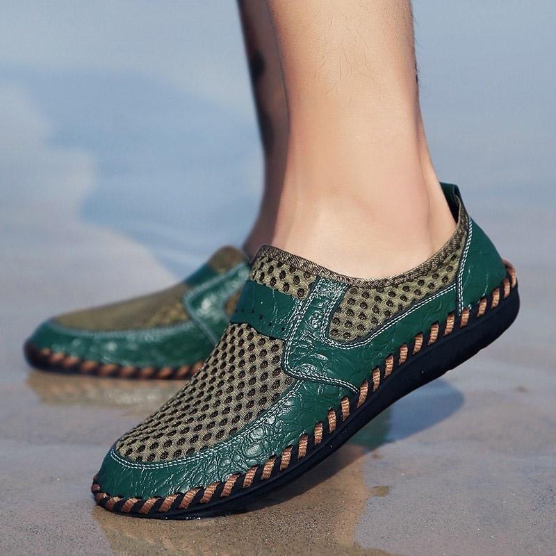 Mens Casual Leather Shoes for Men Outdoor Water Shoes Breathable Flat Mens Sandals Plus Size 38-50