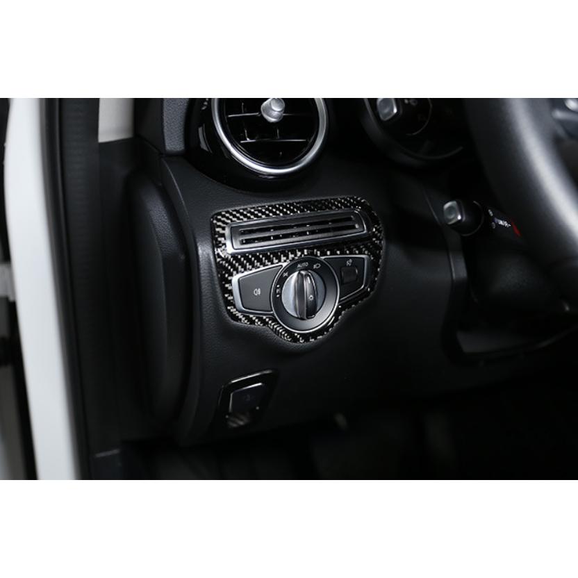 Real Carbon Fiber Function Control Button Frame Trim For Benz C-Class 2015-