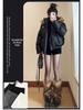 Black Woolen A-Line High Waist Korean Style Women's Bootcut Shorts for Autumn/Winter