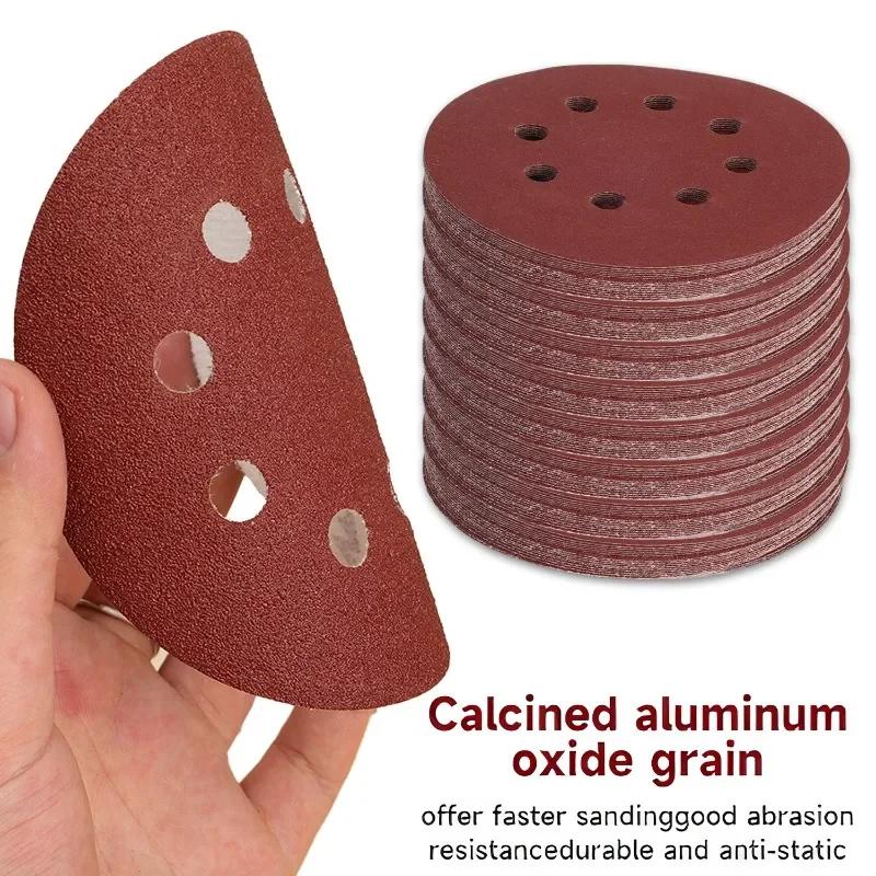 100PCS Sanding Discs 8Holes Hook and Loop Adhesive Sandpaper 125mm 80~3000 Grits For Random Orbital Sander Abrasive Sheets Tools