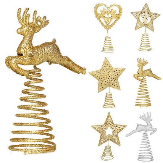 Christmas Decoration Anti-deform Five-pointed Star/Elk Glittering Christmas-Element Home Decor Decoration Accessory Christmas Tree Top Star for Party
