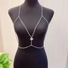 European And American Rhinestone Body Chain Simple Chest Chain Bra, Sexy Shiny Cross Geometric Circle Integrated Chain Bra