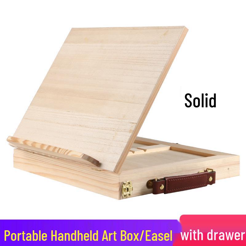 Compact Pine Wood Desktop Easel with Drawer for Sketching and Oil Painting