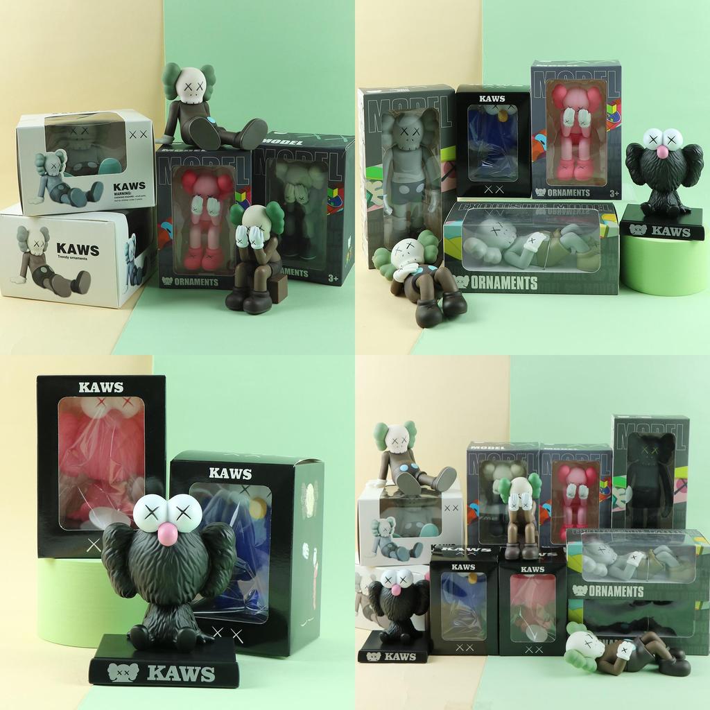 Sezamová ulice Kaws Cos Nosící panenka, Anime Trendy Figurka Velkoobchod 17cm, Materiál Pvc, Šedá