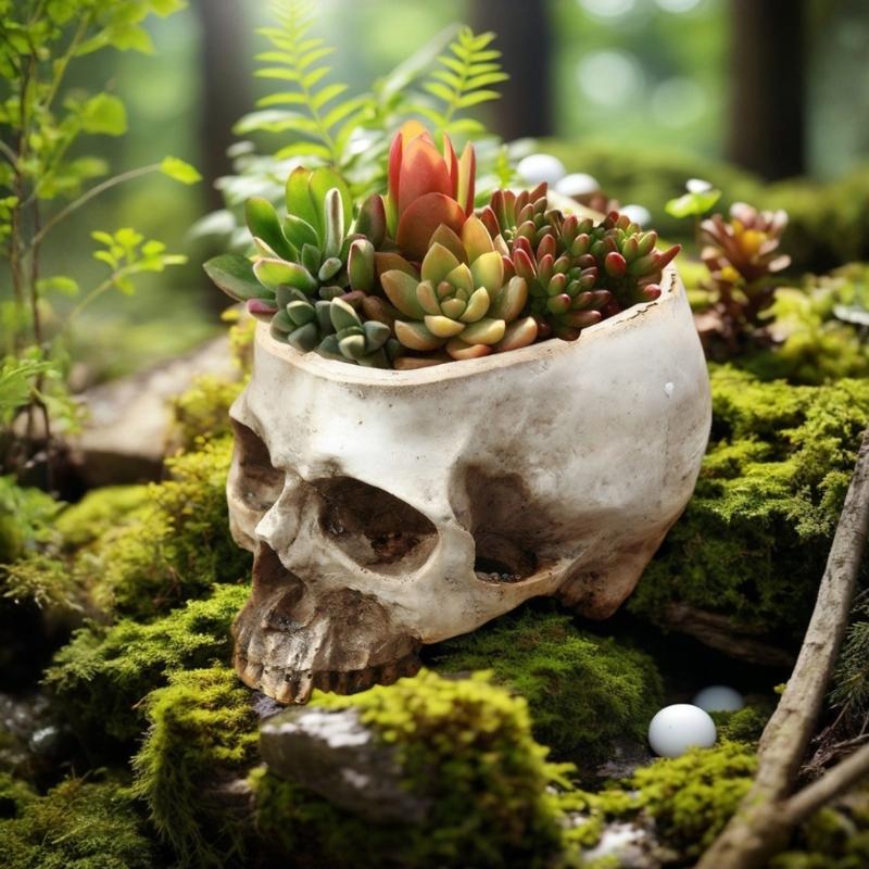 Eye Catching Skull Styles Resins Plant Pot Gothicism Skull Resins Halloween Flower Pot for Succulents And Small Plant