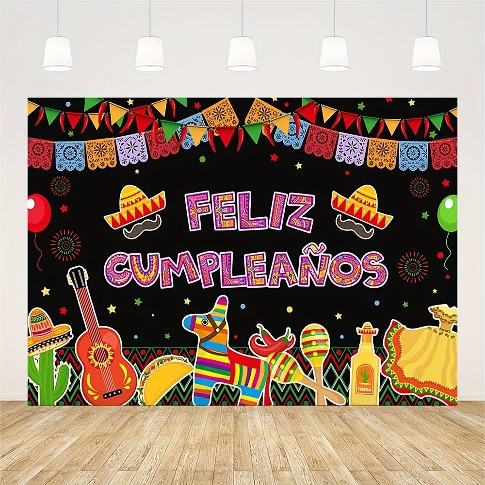 Happy Birthday Mexican Festival Party Decoration Supplies Cactus Balloon Carnival Birthday Cake Table Banner Photos Props