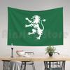 Green Lion Flag Tapestry  Heraldic Emblem Design Noble Crest  Unique Wall Art for Home Decor Bedroom  Medieval Lover Gift