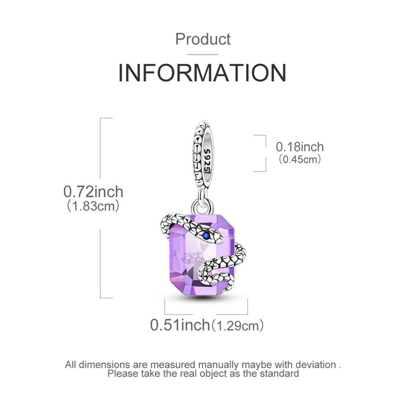 Copper Charms Beads Purple Cross Snake Bow Dragon Pendant Fit Original Bracelet Necklace Women Jewelry Diy Gifts