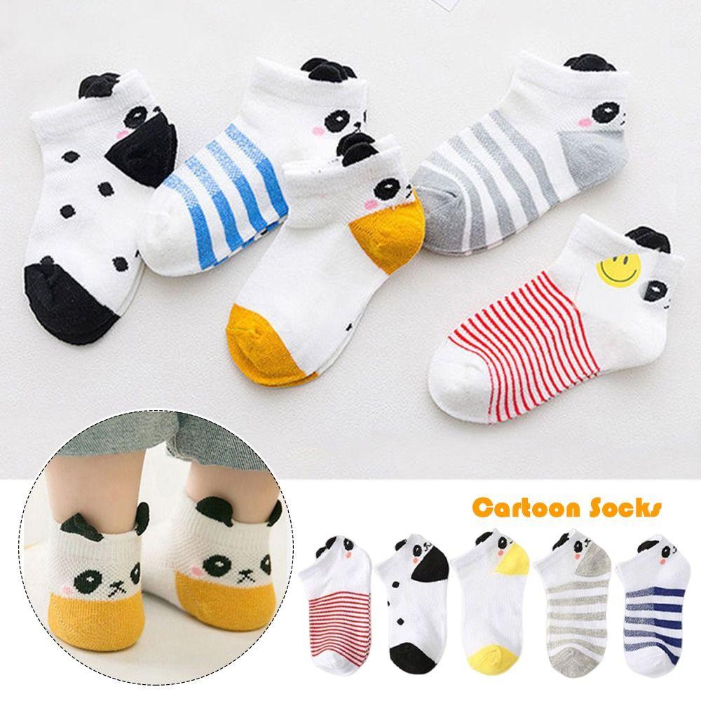 5 Paar Panda-Muster Cartoon-Socken Rutschfest Tierdruck Socke Cartoon Baby-Socken Für Jungen und Mädchen