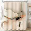 Minimalist Abstract Shower Curtain With Artistic Watercolor Design Modern Decor Home Bathroom Accessories Cream Beige Orange Col