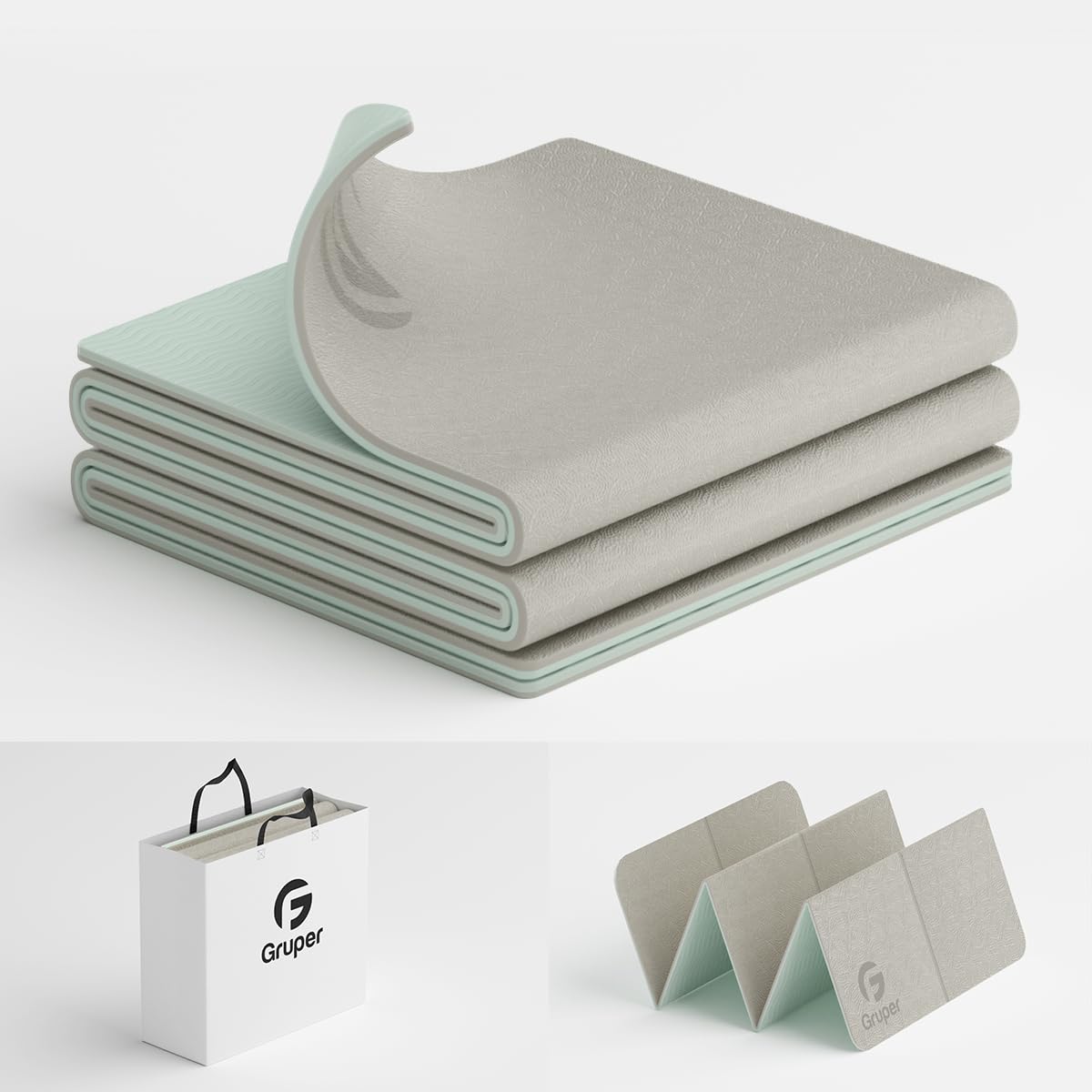 

Коврик для йоги Gruper 6 мм складной TPE для упражнений, фитнеса и тренировок с защитным кольцом из TPE для занятий пилатесом в помещении, легко складывающийся для хранения, Коврик, Коврик, Коврик, Материал, Легкий,