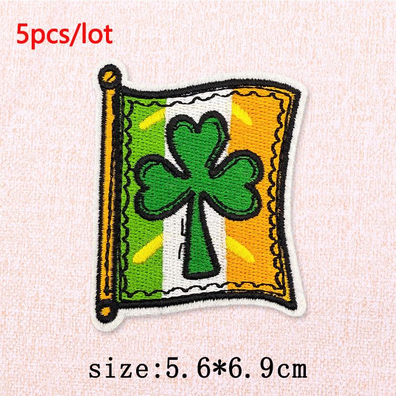 5Pcs/Lot St. Patrick's Day Leprechaun Beer Iron On Patches - Embroidery Patch Appliques for Jeans Backpacks DIY Crafts