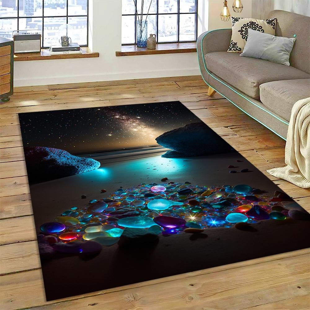 27 Style New Colorful Pebble Rainbow Road Beach Stone Scenery 3D Carpet Rug for Living Room Bedroom Home Sofa,Non-slip Floor Mat
