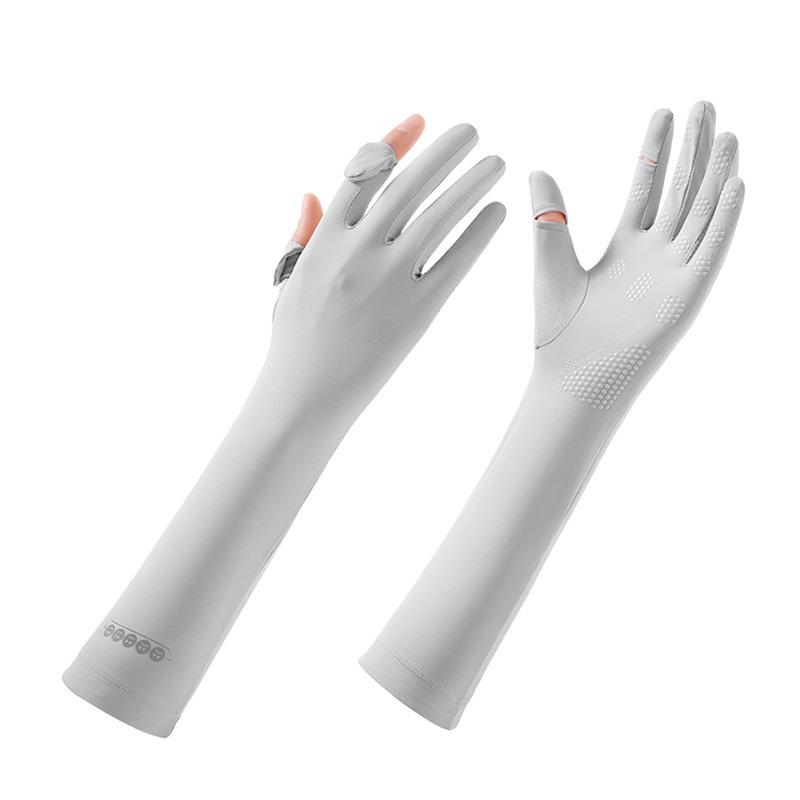 Summer Ice Silk Gloves for Women's Non Slip New Sunshade Light and Breathable Cycling Driving Touch Screen Thin Long Gloves