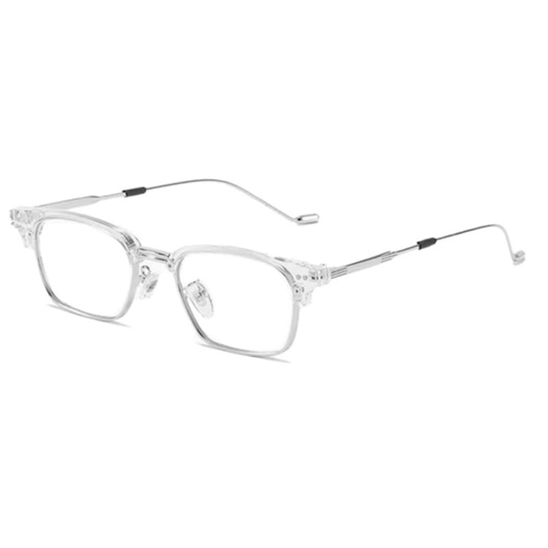 LOOKING4U NeoRetro 52010 Half-Frame Horn-Rimmed Glasses, Clear