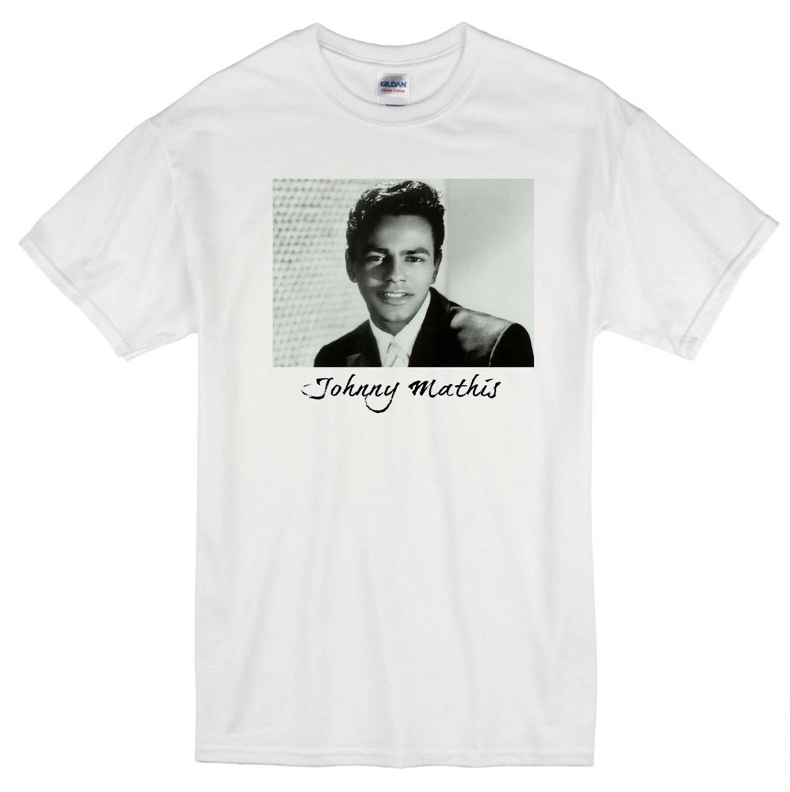 

JOHNNY MATHIS ALBUM MUSIC MISTY SINGER RETRO WHITE T-shirt 3XL