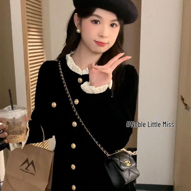 Chic Hepburn-Style Little Black Dress: Women's Slim-Fit Short Skirt for Early Autumn 2025