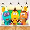 Cartoon Photo Backgrounds Bichi Kids 1st Birthday Party Baby Shower Decoration Rainbow Ant Doll Friends Photo Background