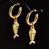 Golden Exquisite Sword Cross Star Hoops Earring Fashion Natural Shell Stainless Steel Earrings For Women Men Accessories Jewelry