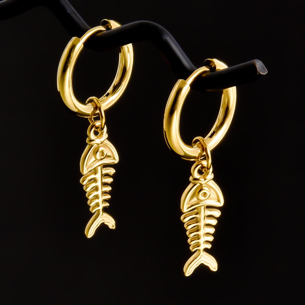 Golden Exquisite Sword Cross Star Hoops Earring Fashion Natural Shell Stainless Steel Earrings For Women Men Accessories Jewelry