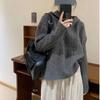 Autumn New Vintage Loose Hooded Pullovers Sweaters Women Winter Thicken Long Sleeve Casual Knitted Sweater Women Tops Solid Casual Base Jumpers 25452