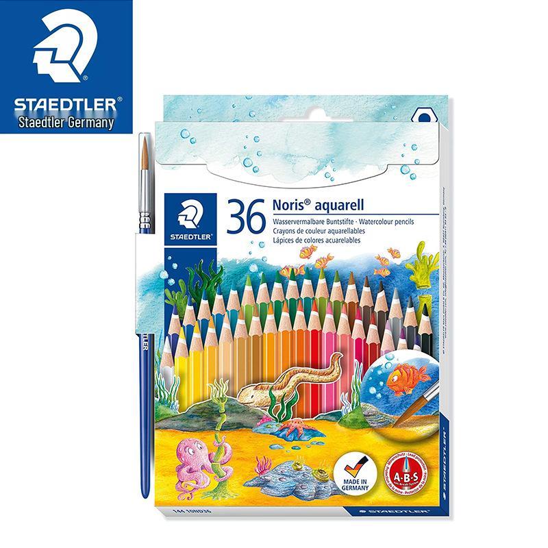 Staedtler 144 10ND 36-Color Water-Soluble Colored Pencils Set with Brush 36-Color Set