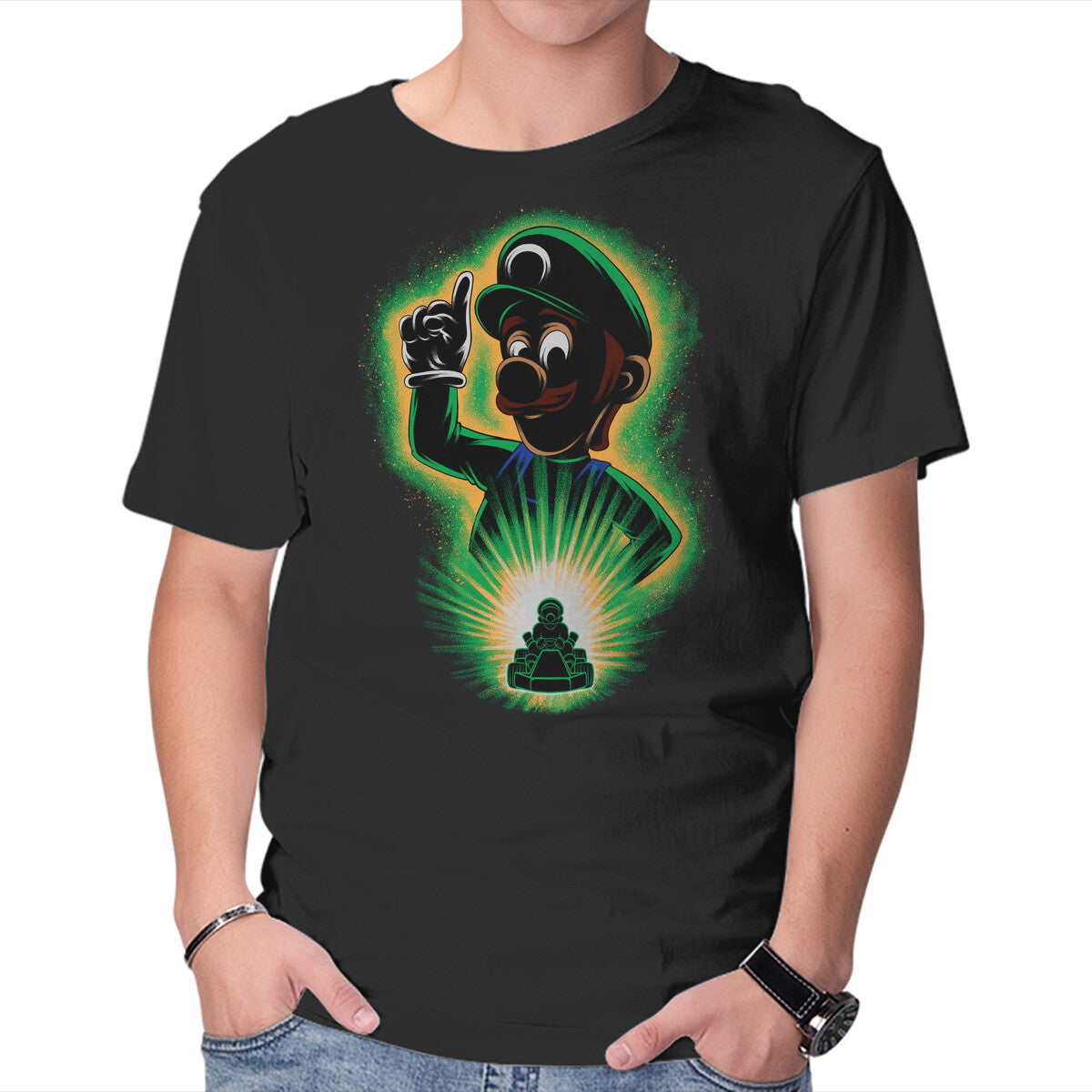 Unisex Crew Neck T-Shirt Green Bro Racing Graphic Short Sleeve Casual Tee XL