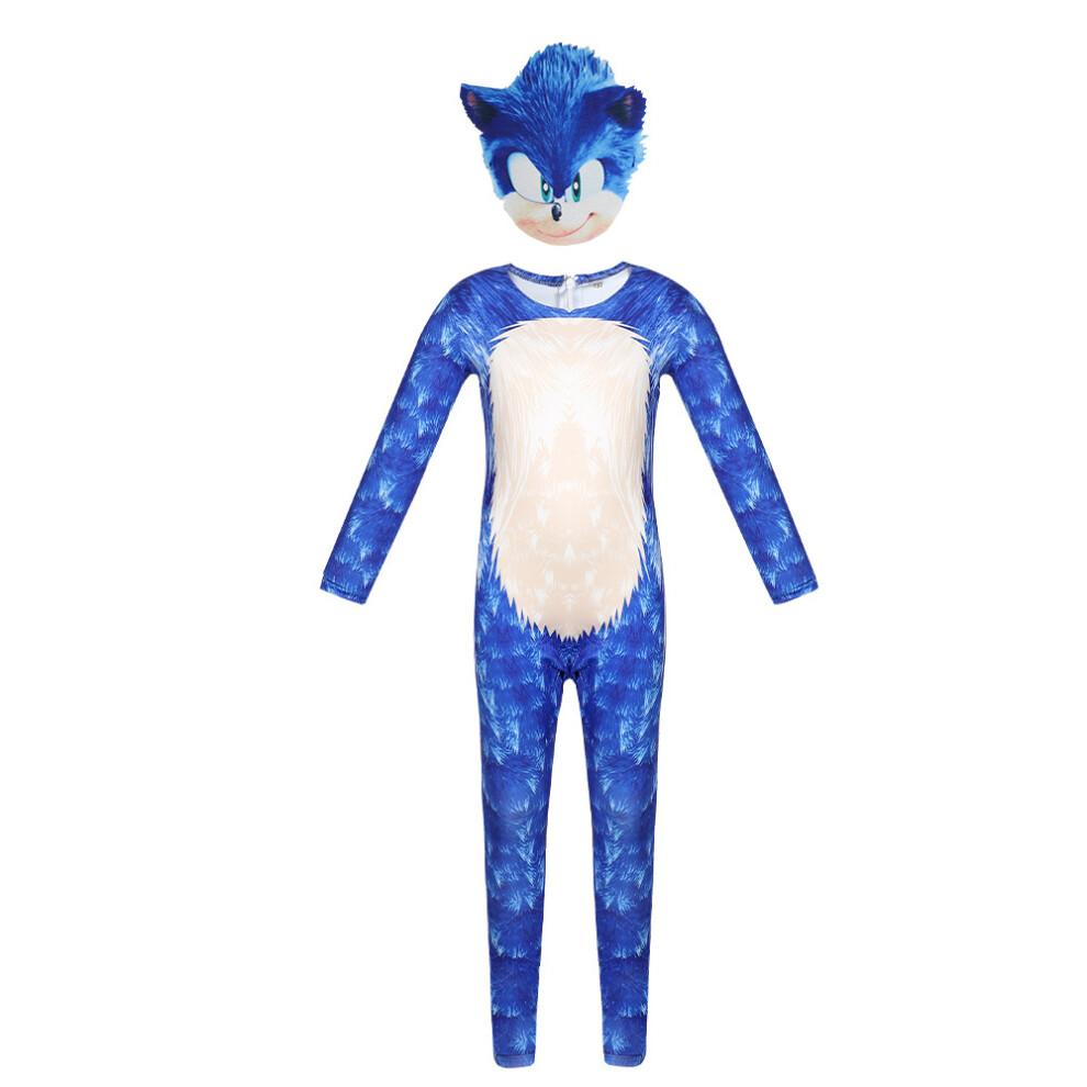 (Sonic, 190) Sonic Cosplay Costume Jumpsuit Party Fancy Dress Bodysuit for Kids Adults