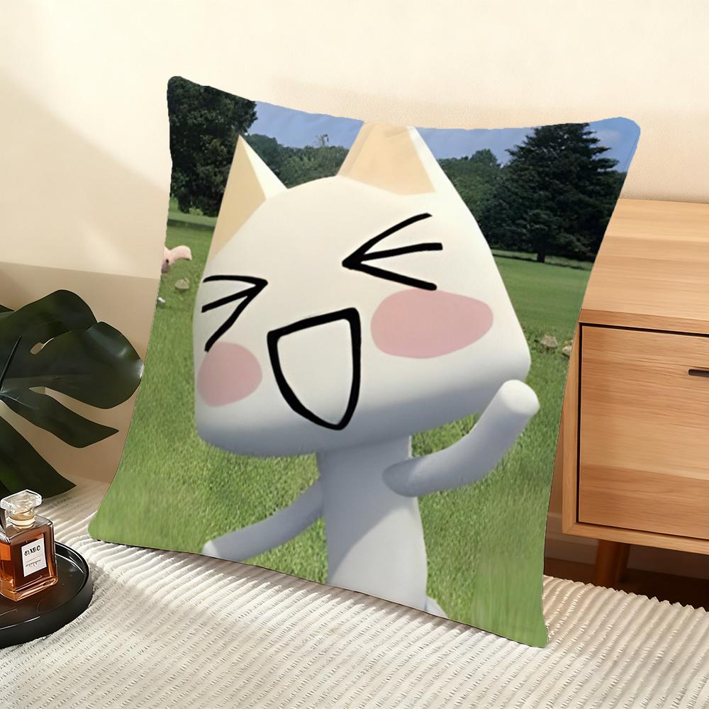 Cushion Cover Silky Short Plush Home Sofa Cushion Cover - Invisible Zipper Home Decoration Hot Movie Toro Cute Cat
