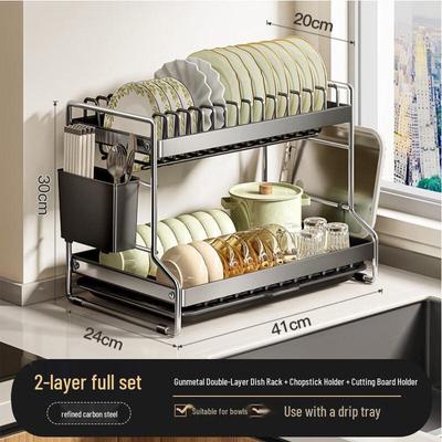 Double Layer Stainless Steel Kitchen Dish Drying Rack